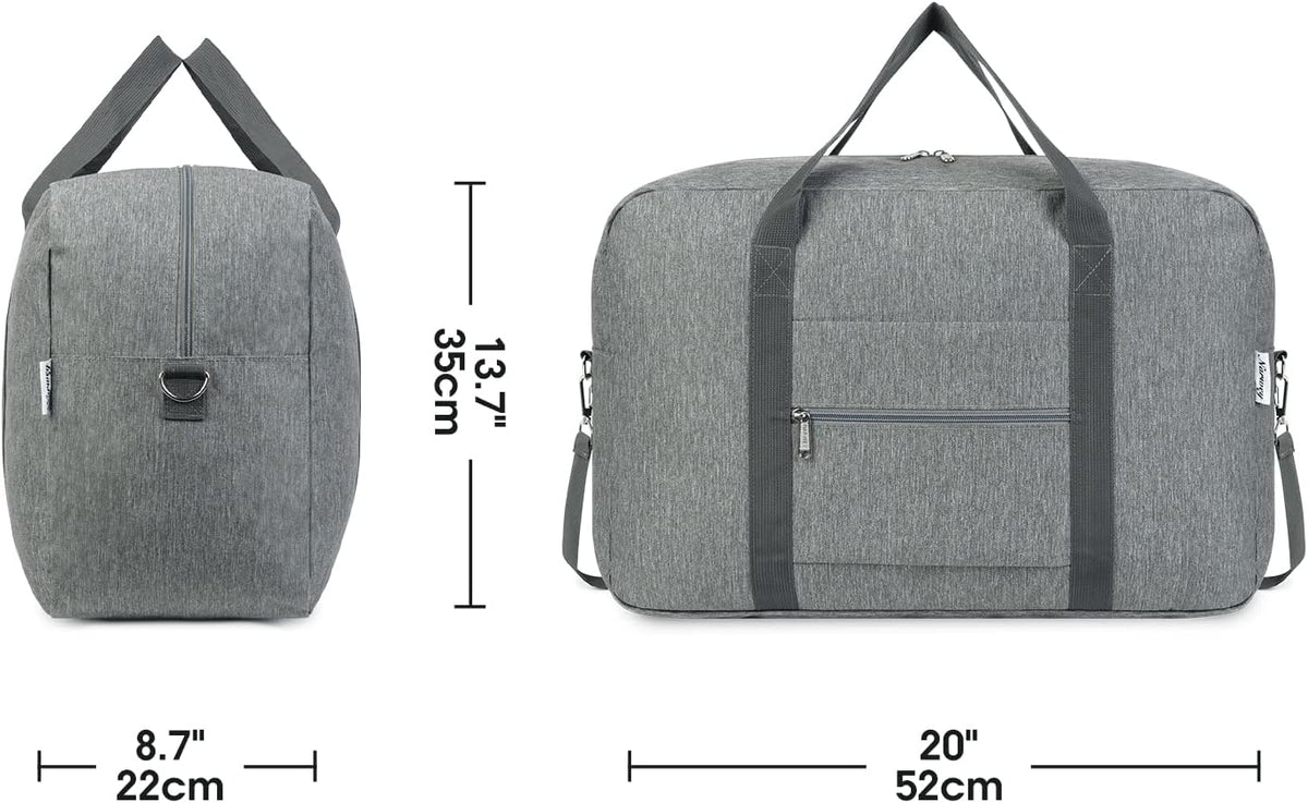 Carry on Luggage 22x14x9 Airline Approved Foldable Duffle Bag for Travel Packable Duffel Bag for Traveling Airplane for Women and Men 40L (Black (With Shoulder Strap))