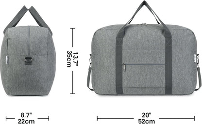 Carry on Luggage 22x14x9 Airline Approved Foldable Duffle Bag for Travel Packable Duffel Bag for Traveling Airplane for Women and Men 40L (Black (With Shoulder Strap))