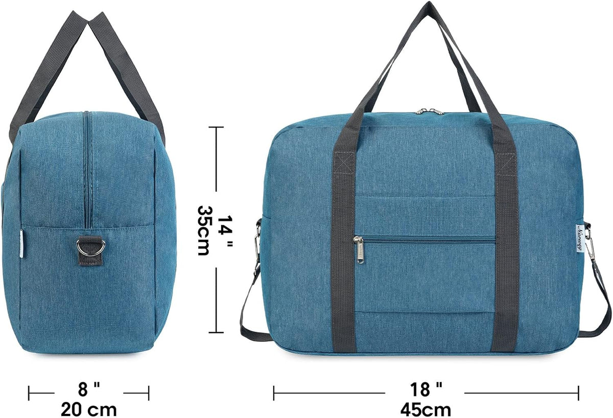 Carry on Luggage 22x14x9 Airline Approved Foldable Duffle Bag for Travel Packable Duffel Bag for Traveling Airplane for Women and Men 40L (Black (With Shoulder Strap))