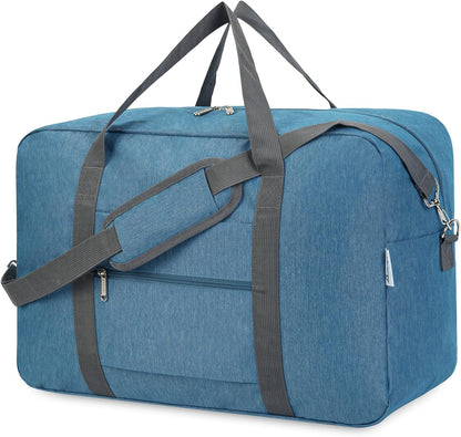Carry on Luggage 22x14x9 Airline Approved Foldable Duffle Bag for Travel Packable Duffel Bag for Traveling Airplane for Women and Men 40L (Black (With Shoulder Strap))