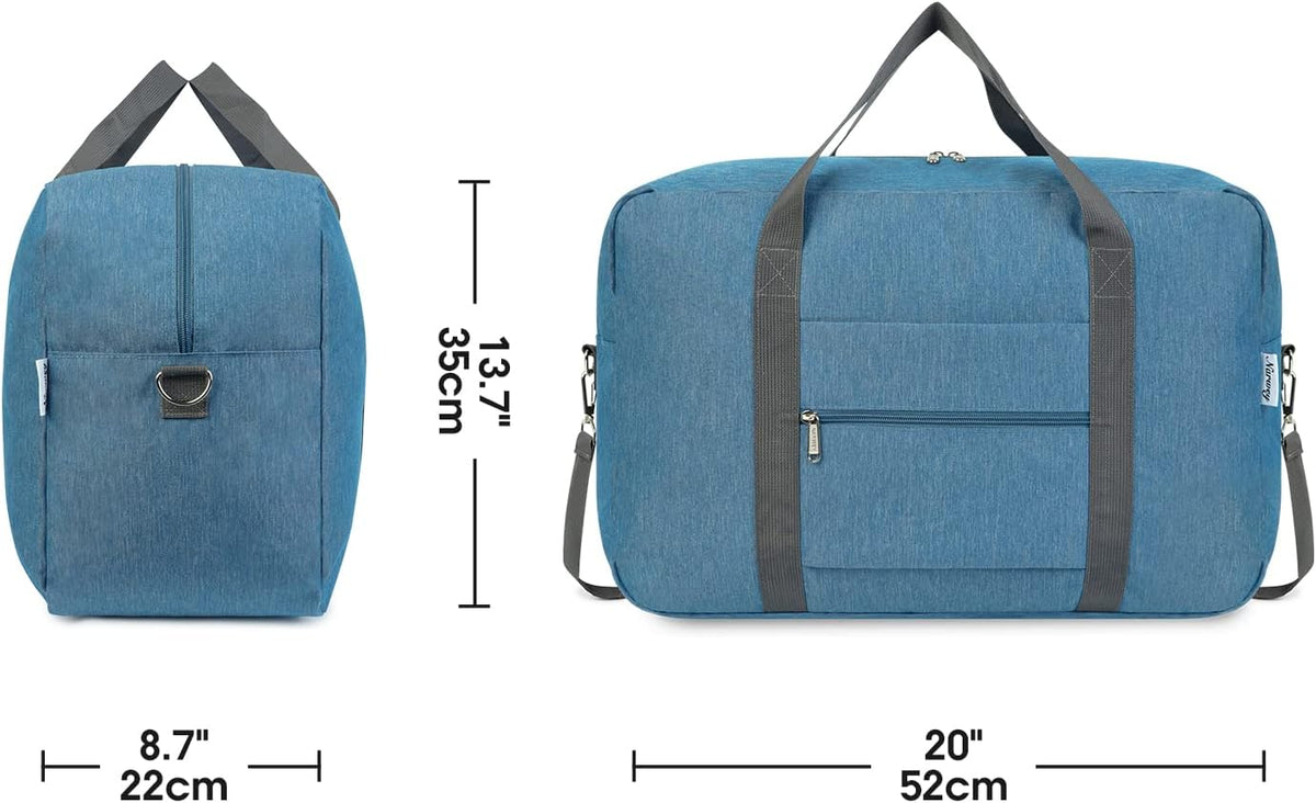 Carry on Luggage 22x14x9 Airline Approved Foldable Duffle Bag for Travel Packable Duffel Bag for Traveling Airplane for Women and Men 40L (Black (With Shoulder Strap))