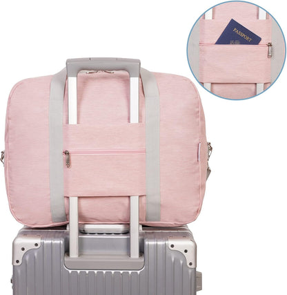 Carry on Luggage 22x14x9 Airline Approved Foldable Duffle Bag for Travel Packable Duffel Bag for Traveling Airplane for Women and Men 40L (Black (With Shoulder Strap))