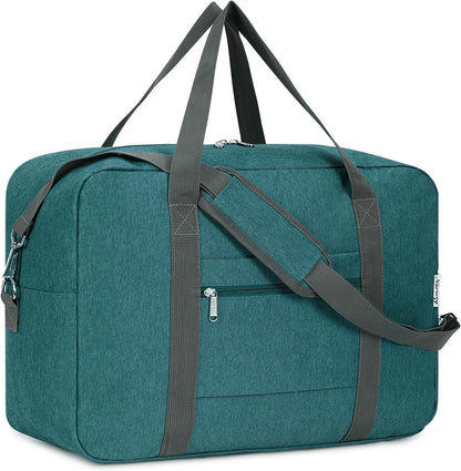 Carry on Luggage 22x14x9 Airline Approved Foldable Duffle Bag for Travel Packable Duffel Bag for Traveling Airplane for Women and Men 40L (Black (With Shoulder Strap))