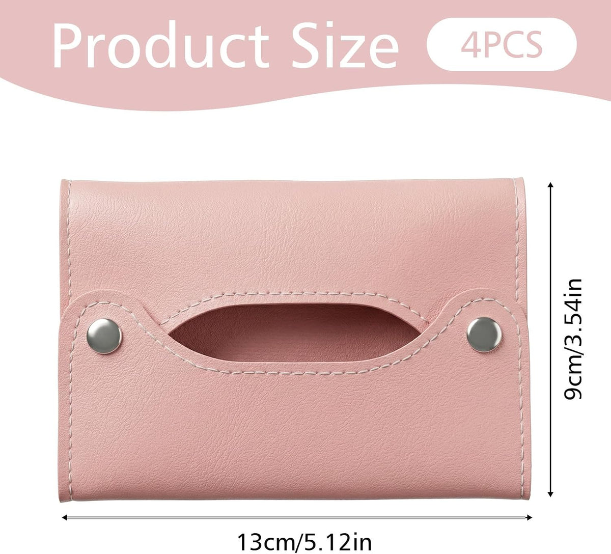 4 Pcs Tissue Holder for Purse,Slim PU Leather Travel Purse Tissue Holder, Reusable 4 Color Pocket Tissues Holders, Handbag or Pocket (Fits Standard Pockets Packs)