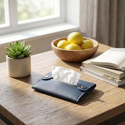 4 Pcs Tissue Holder for Purse,Slim PU Leather Travel Purse Tissue Holder, Reusable 4 Color Pocket Tissues Holders, Handbag or Pocket (Fits Standard Pockets Packs)