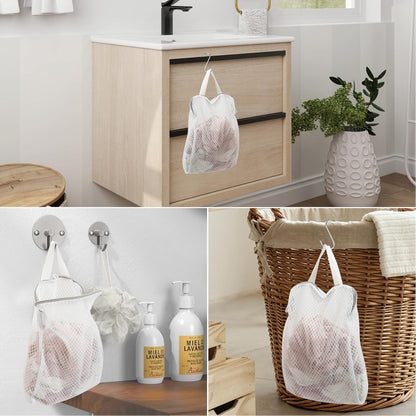 4Pcs 3D Mesh Laundry Bags with Hanging Handles (S/M/L/XL) - Durable Zippered Wash Bags for Delicates, Shoes & Bulk Clothes - Space-Saving Foldable Design