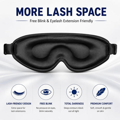 Sleep Mask Silk Eye Cover with Shaped Pad, Machine Washable