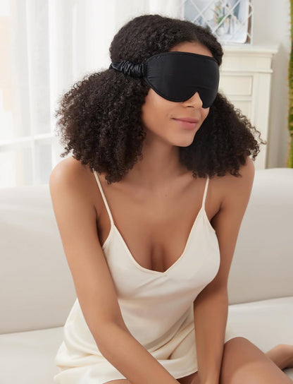 Sleep Mask Silk Eye Cover with Shaped Pad, Machine Washable
