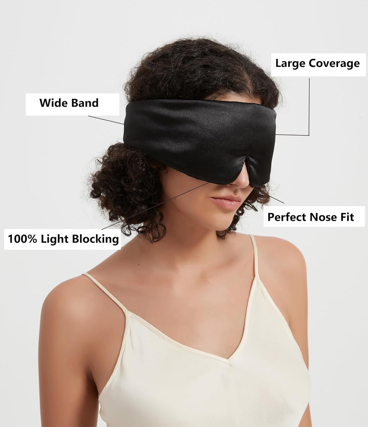 Sleep Mask Silk Eye Cover with Shaped Pad, Machine Washable