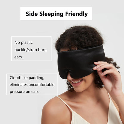 Sleep Mask Silk Eye Cover with Shaped Pad, Machine Washable