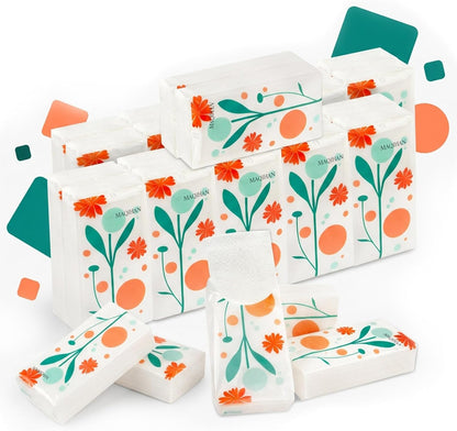 MAQIHAN 15PCS Travel Tissues - 3-Ply Pocket Tissue Packs, Purse tissues