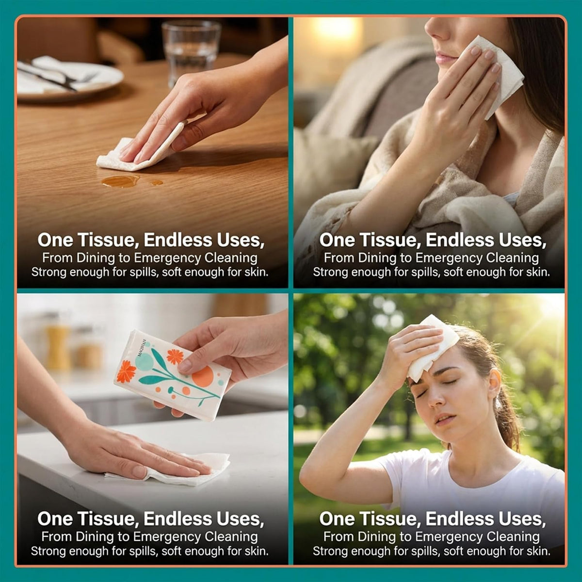 MAQIHAN 15PCS Travel Tissues - 3-Ply Pocket Tissue Packs, Purse tissues