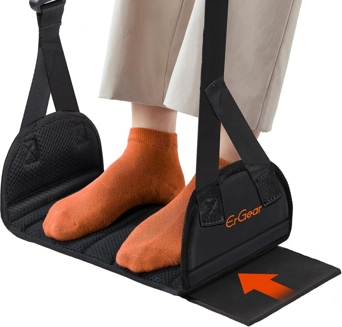 Airplane Foot Hammock with Wide Hardboard Support, Foot Hammock for Plane Travel with Extended Adjustment Strap, Portable Airplane Foot Rest Travel Essentials for Long Flight