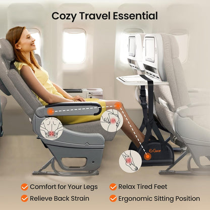 Airplane Foot Hammock with Wide Hardboard Support, Foot Hammock for Plane Travel with Extended Adjustment Strap, Portable Airplane Foot Rest Travel Essentials for Long Flight