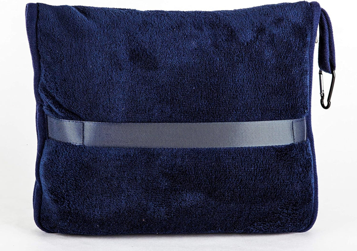 Premium Soft Travel Blanket Pillow Airplane Compact - Navy Blue