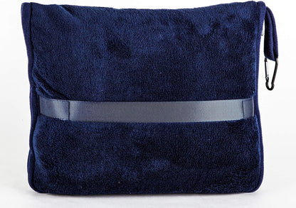 Premium Soft Travel Blanket Pillow Airplane Compact - Navy Blue