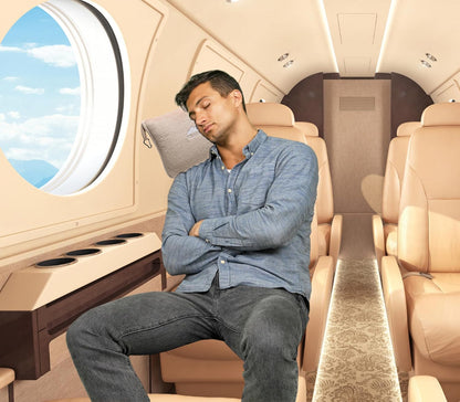 Premium Soft Travel Blanket Pillow Airplane Compact - Navy Blue