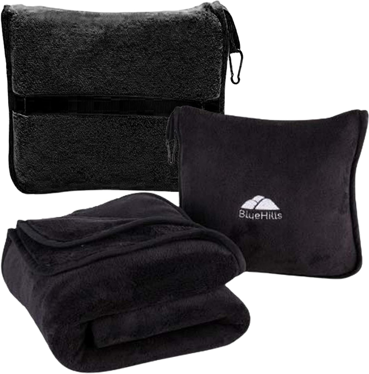 Premium Soft Travel Blanket Pillow Airplane Compact - Navy Blue