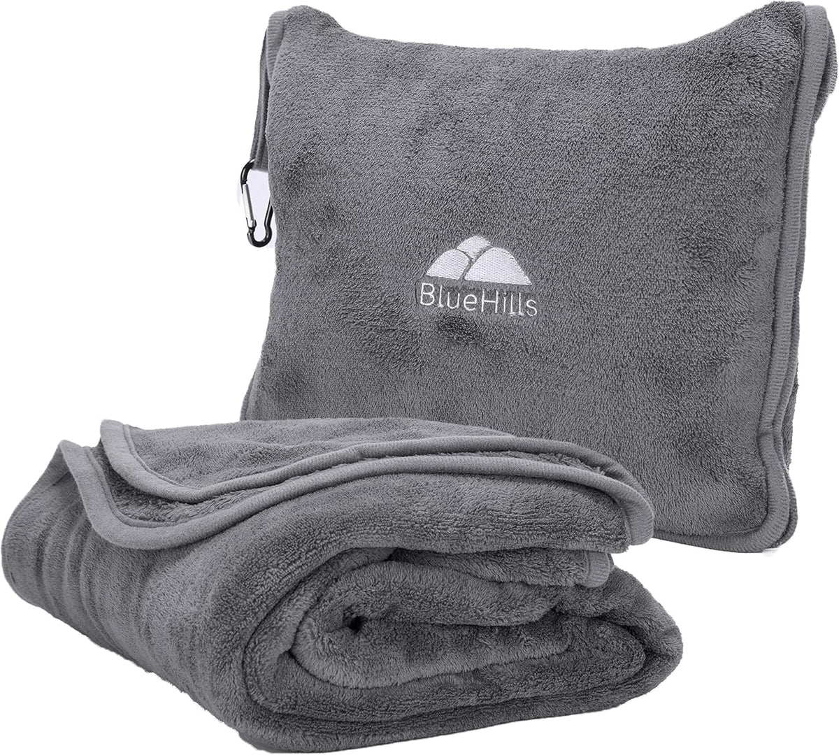 Premium Soft Travel Blanket Pillow Airplane Compact - Navy Blue