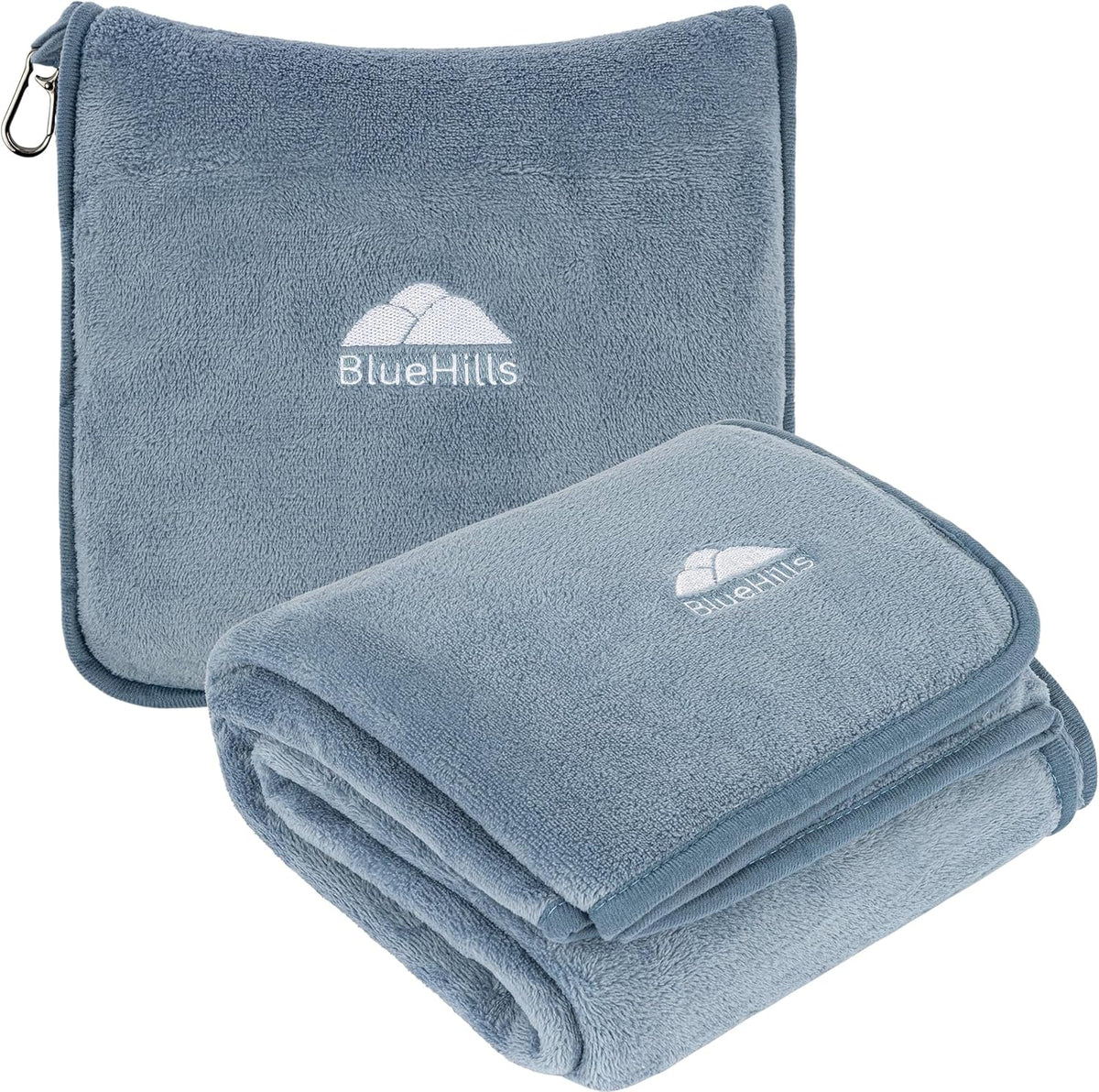 Premium Soft Travel Blanket Pillow Airplane Compact - Navy Blue