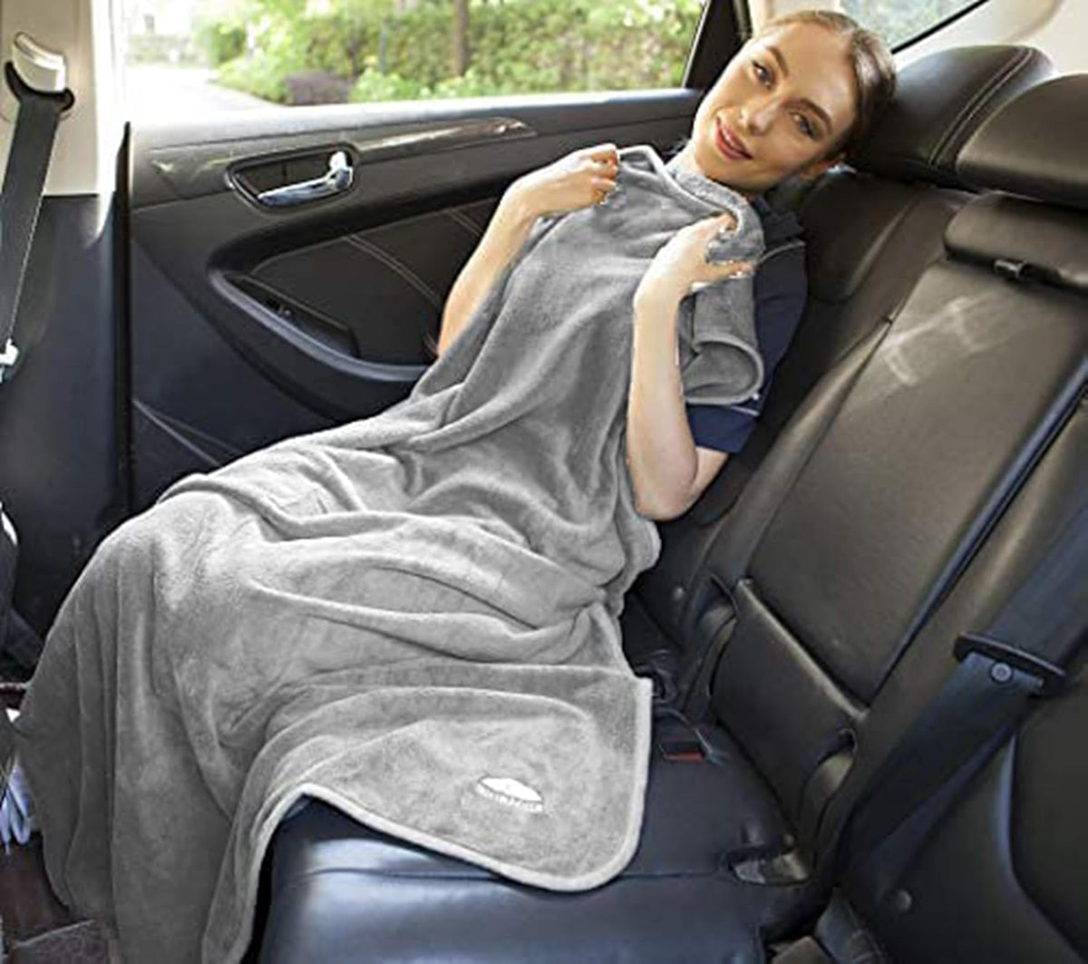 Premium Soft Travel Blanket Pillow Airplane Compact - Navy Blue