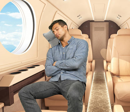 Premium Soft Travel Blanket Pillow Airplane Compact - Navy Blue