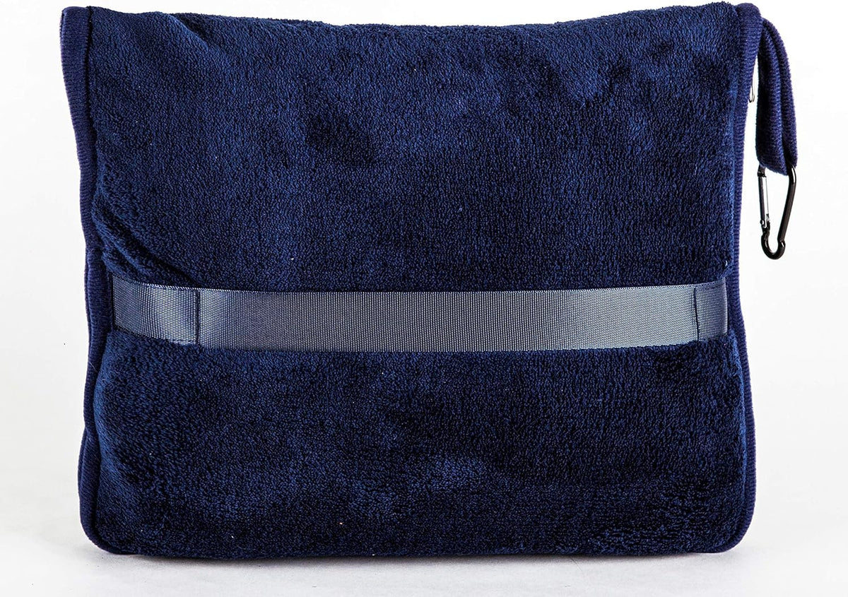 Premium Soft Travel Blanket Pillow Airplane Compact - Navy Blue