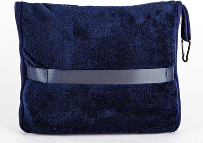 Premium Soft Travel Blanket Pillow Airplane Compact - Navy Blue