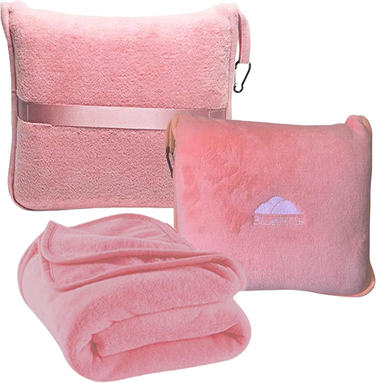 Premium Soft Travel Blanket Pillow Airplane Compact - Navy Blue