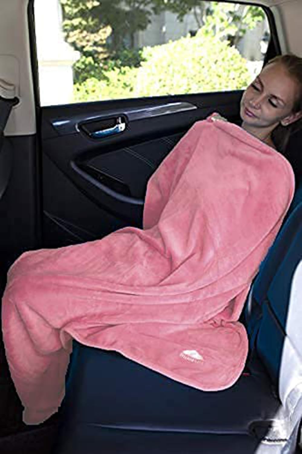 Premium Soft Travel Blanket Pillow Airplane Compact - Navy Blue