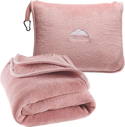 Premium Soft Travel Blanket Pillow Airplane Compact - Navy Blue