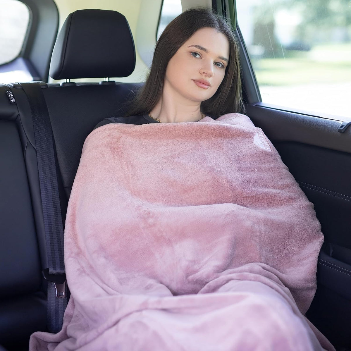 Premium Soft Travel Blanket Pillow Airplane Compact - Navy Blue