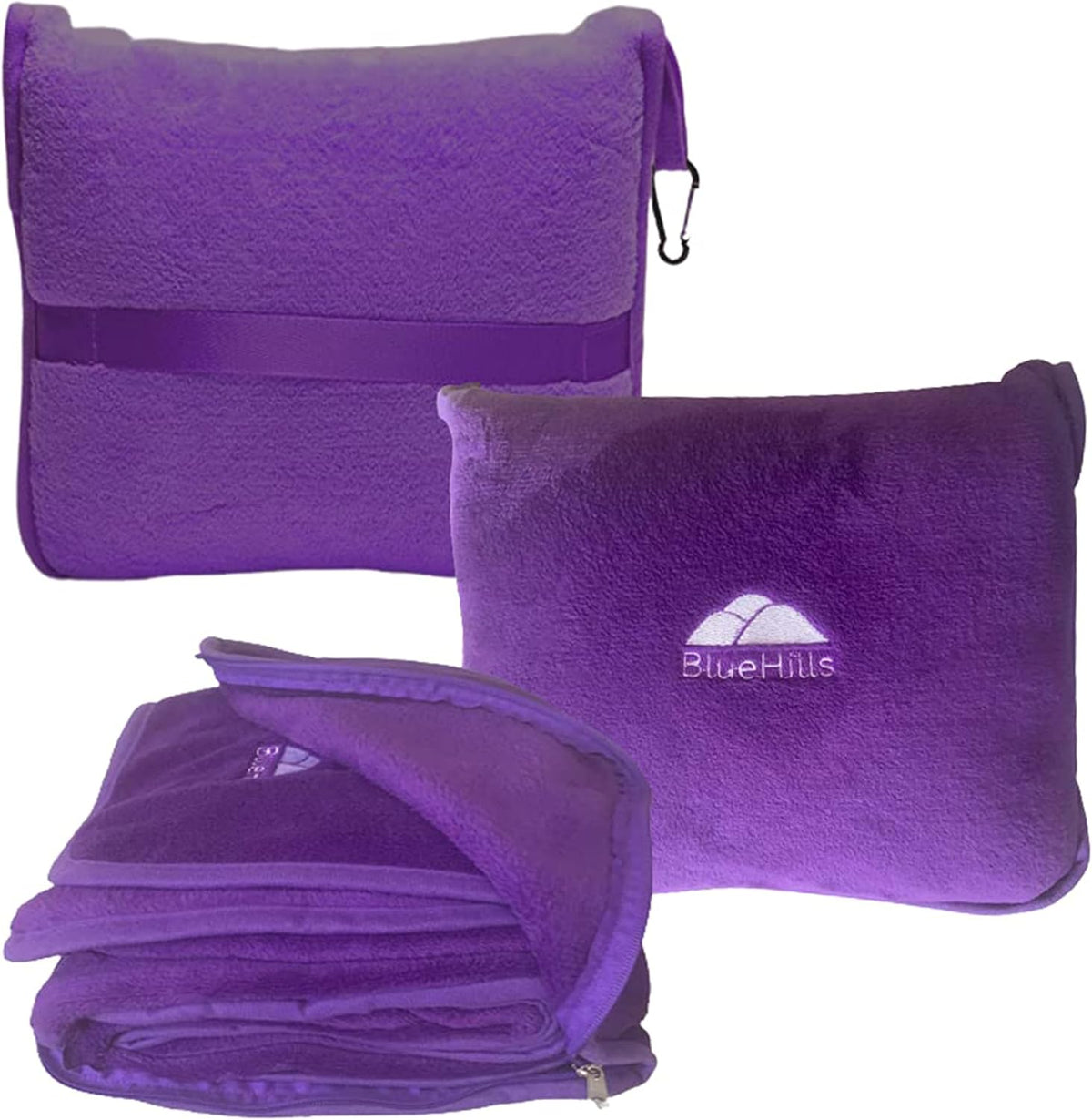 Premium Soft Travel Blanket Pillow Airplane Compact - Navy Blue