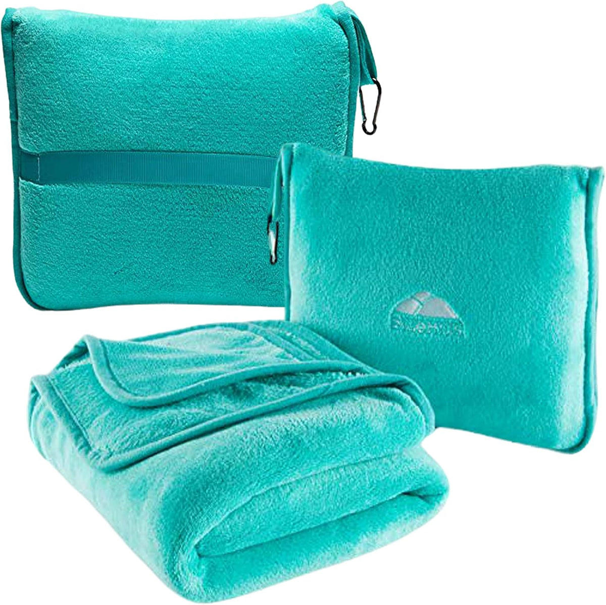 Premium Soft Travel Blanket Pillow Airplane Compact - Navy Blue