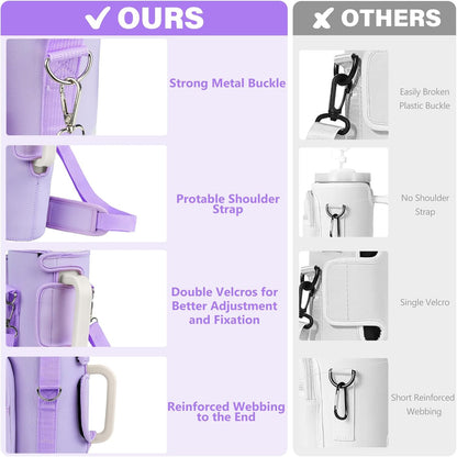 Water Bottle Carrier Bag with Phone Pocket Compatible with Stanley/Meoky 40 oz Tumbler with Handle,Water Bottle Holder Pouch with Adjustable Strap Compatible with Stanley Cup Accessories