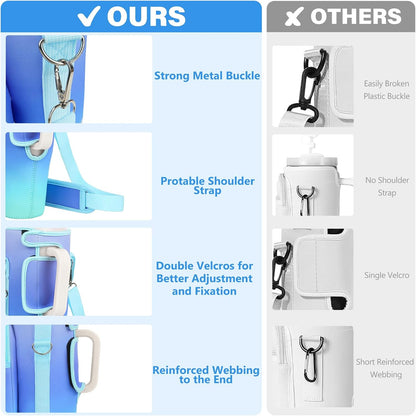 Water Bottle Carrier Bag with Phone Pocket Compatible with Stanley/Meoky 40 oz Tumbler with Handle,Water Bottle Holder Pouch with Adjustable Strap Compatible with Stanley Cup Accessories