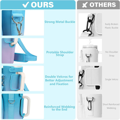 Water Bottle Carrier Bag with Phone Pocket Compatible with Stanley/Meoky 40 oz Tumbler with Handle,Water Bottle Holder Pouch with Adjustable Strap Compatible with Stanley Cup Accessories
