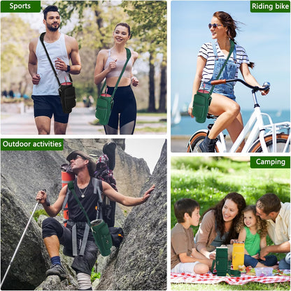 Water Bottle Carrier Bag with Phone Pocket Compatible with Stanley/Meoky 40 oz Tumbler with Handle,Water Bottle Holder Pouch with Adjustable Strap Compatible with Stanley Cup Accessories