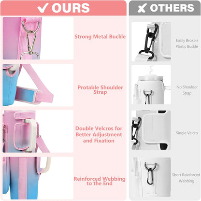 Water Bottle Carrier Bag with Phone Pocket Compatible with Stanley/Meoky 40 oz Tumbler with Handle,Water Bottle Holder Pouch with Adjustable Strap Compatible with Stanley Cup Accessories