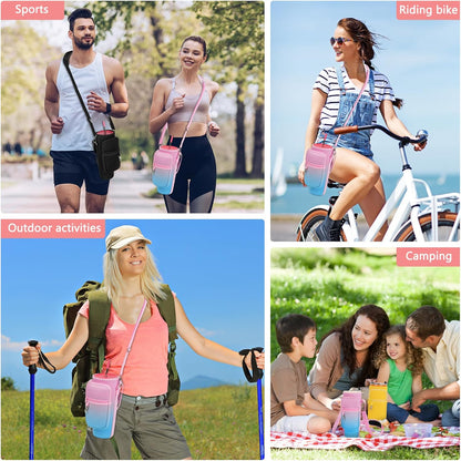 Water Bottle Carrier Bag with Phone Pocket Compatible with Stanley/Meoky 40 oz Tumbler with Handle,Water Bottle Holder Pouch with Adjustable Strap Compatible with Stanley Cup Accessories
