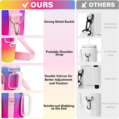 Water Bottle Carrier Bag with Phone Pocket Compatible with Stanley/Meoky 40 oz Tumbler with Handle,Water Bottle Holder Pouch with Adjustable Strap Compatible with Stanley Cup Accessories