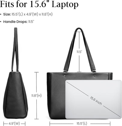 Genuine Leather Work Tote Bag for Women with 15" Compartment