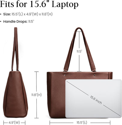 Genuine Leather Work Tote Bag for Women with 15" Compartment