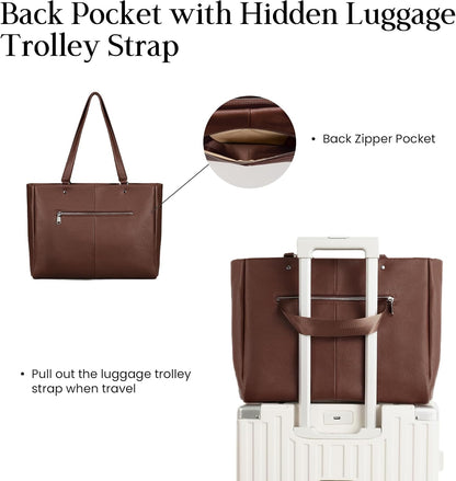 Genuine Leather Work Tote Bag for Women with 15" Compartment