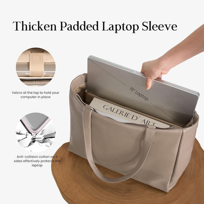 Genuine Leather Work Tote Bag for Women with 15" Compartment