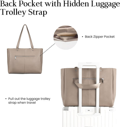 Genuine Leather Work Tote Bag for Women with 15" Compartment