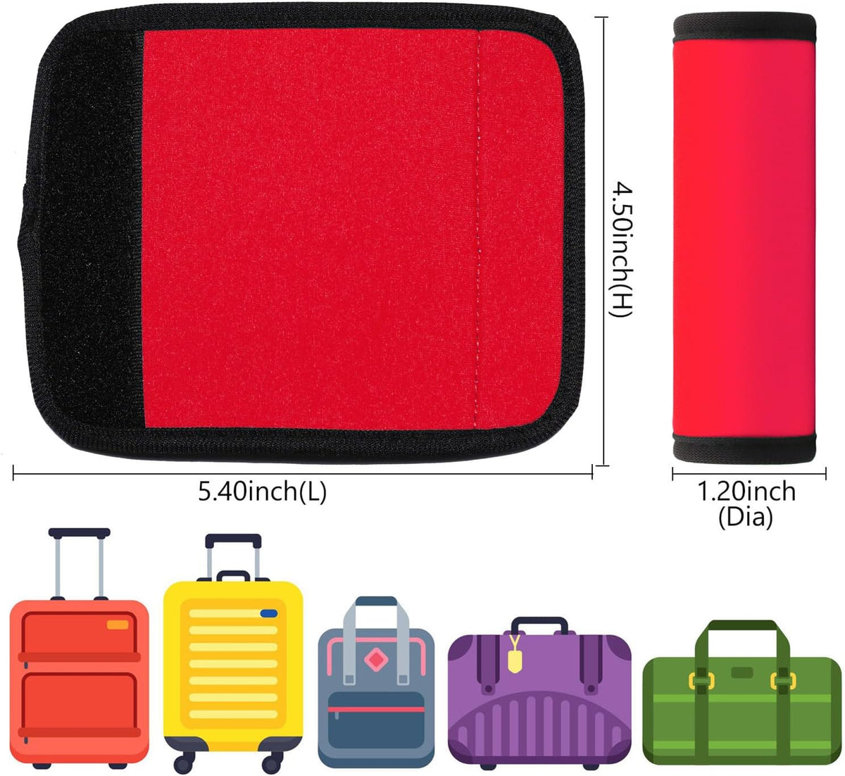 Luggage Handle Wrap 6 Pack-Neoprene Luggage Handle Wraps for Suitcase/Beach Bag/Backpacks Bright Suitcase Identifiers Travel Accessories for Airplane (6 Colors)