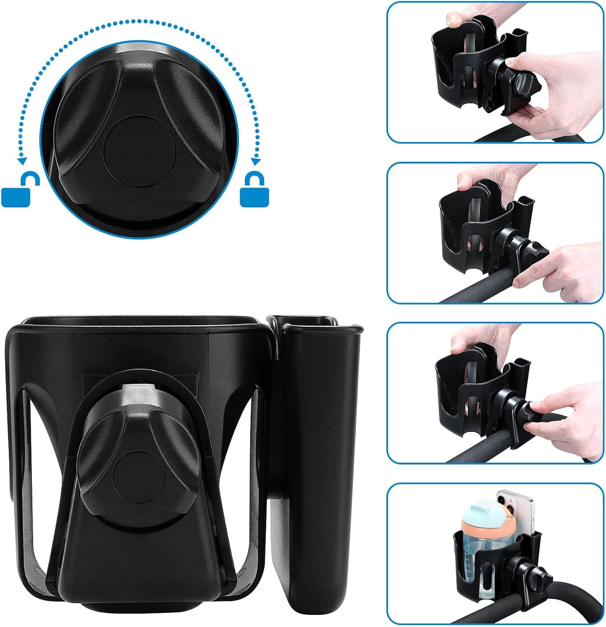 Stroller Cup Holder, Cup Holder for Walker Bike Wheelchair