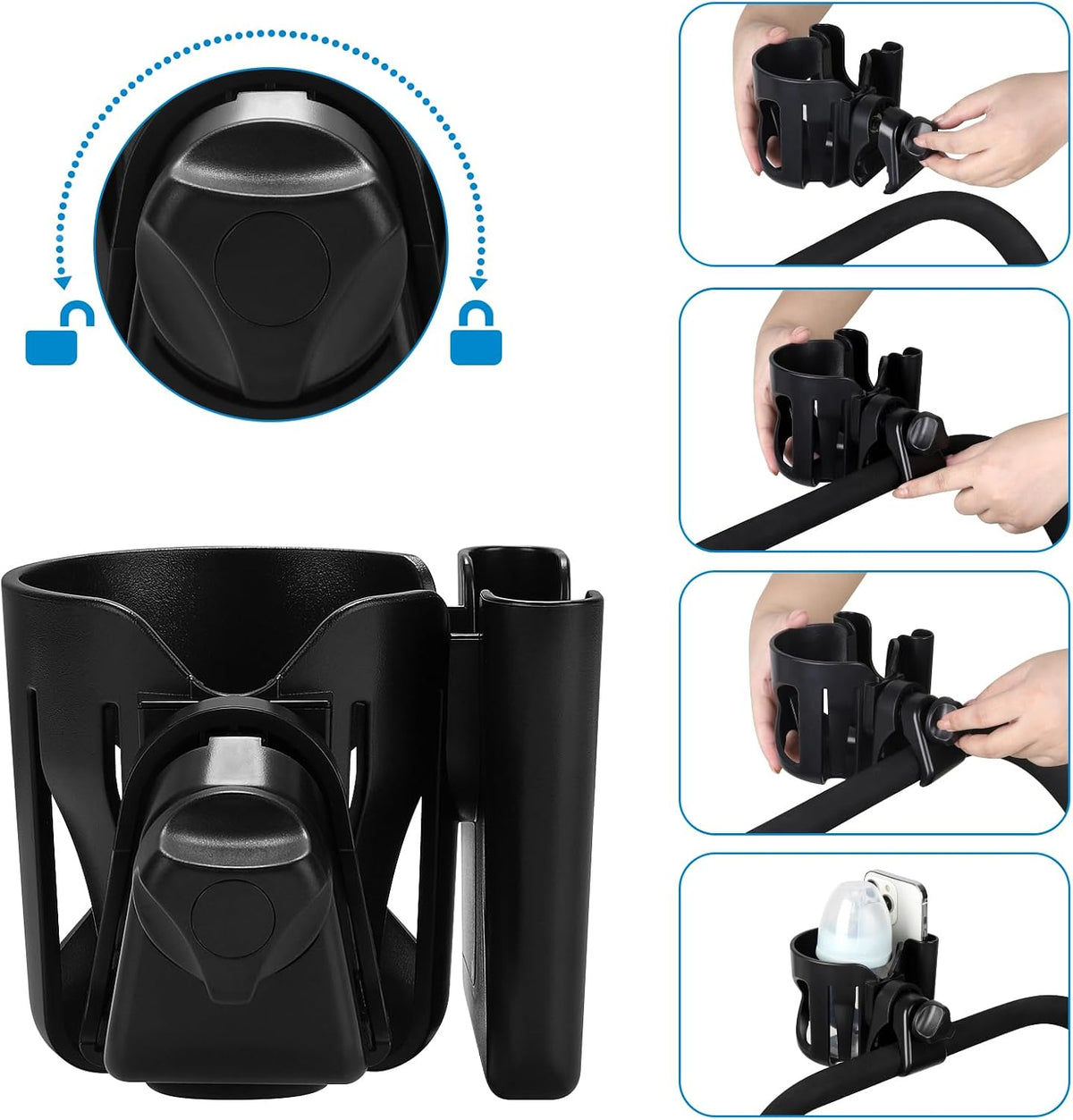 Stroller Cup Holder, Cup Holder for Walker Bike Wheelchair