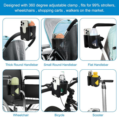Stroller Cup Holder, Cup Holder for Walker Bike Wheelchair